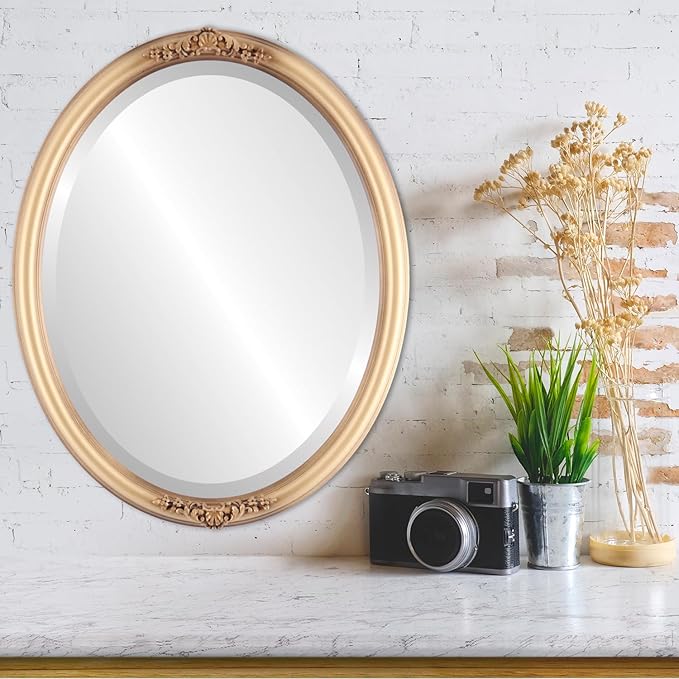 OVALCREST Oval Beveled Wall Mirror for Home Decor - Contessa Style - Desert Gold - 26" x 20"