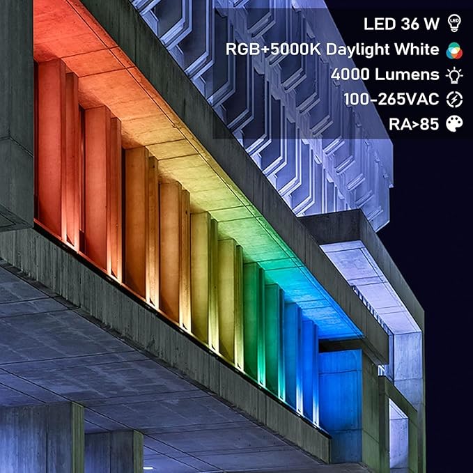 RGB Outdoor Wall Washer Light, 4FT 72W Dimmable LED Wall Washer Light, 120V IP67 Waterproof Led Light Bar for Outdoor, with Remote, Plug-in (2 Pack)