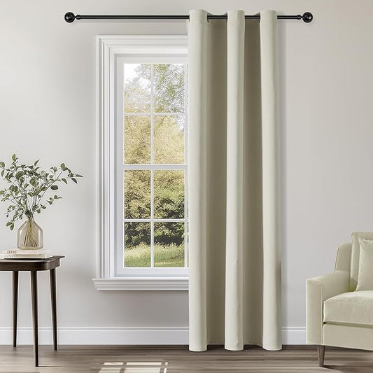 ChrisDowa Grommet Blackout Curtains for Bedroom - Thermal Insulated Room Darkening Curtains for Living Room (1 Panel Set, Beige,42W x 84L)