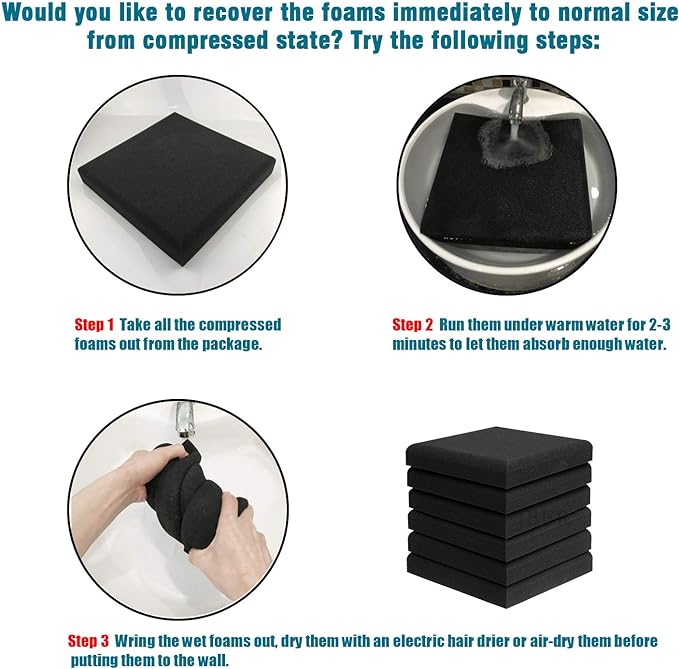 JBER Acoustic Studio Foam, 6 Pack 2" X 12" X 12" Round C-Panel Sound Foam Panels Soundproofing Treatment Studio Wall Padding Sound Absorbing Fireproof Pyramid Wedge Tiles