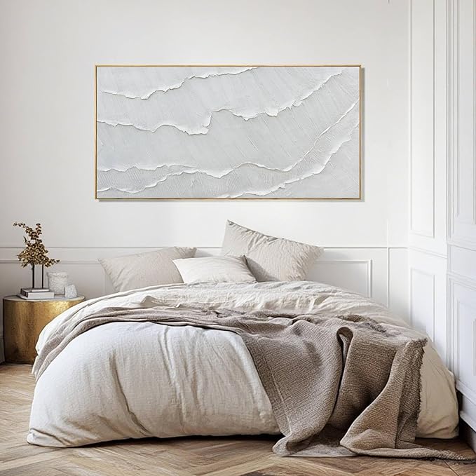 Abstract Artwork Gray-White Framed maximalist Flat printing Wall Art Wave poster Neutral Print Poster For Bedroom Living Room Office Decor 24x48 Inch