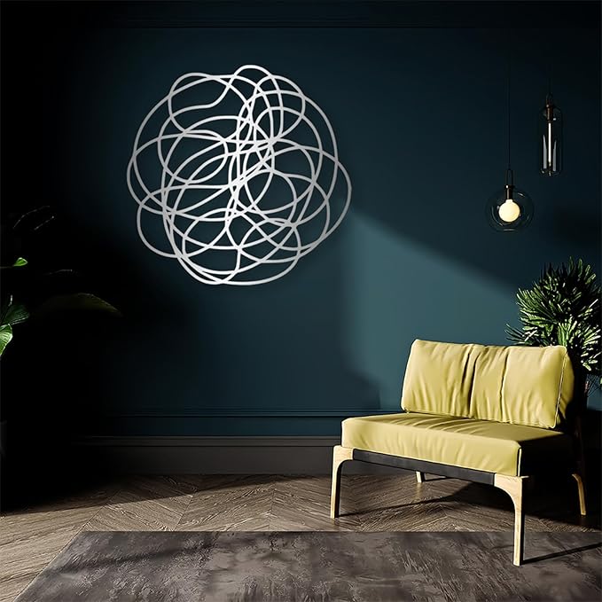 OSTCAL Abstract Wall Art, Abstract Metal Wall Art, Metal Line Art Wall Decor, Metal Minimalist Wall Art, Metal Wall Decor, Wall Decor Living Room, Bathroom Wall Decor (Gold, 35x35in|90x90cm)