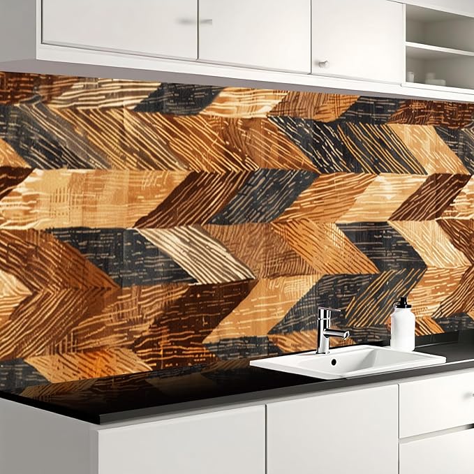 Nuxovilar Brown Geometric Diamond Textured Peel and Stick Wallpaper, 15.75"x39.37", Self-Adhesive Contact Paper, Retro Pattern for Bedroom, Living Room and Table Decor