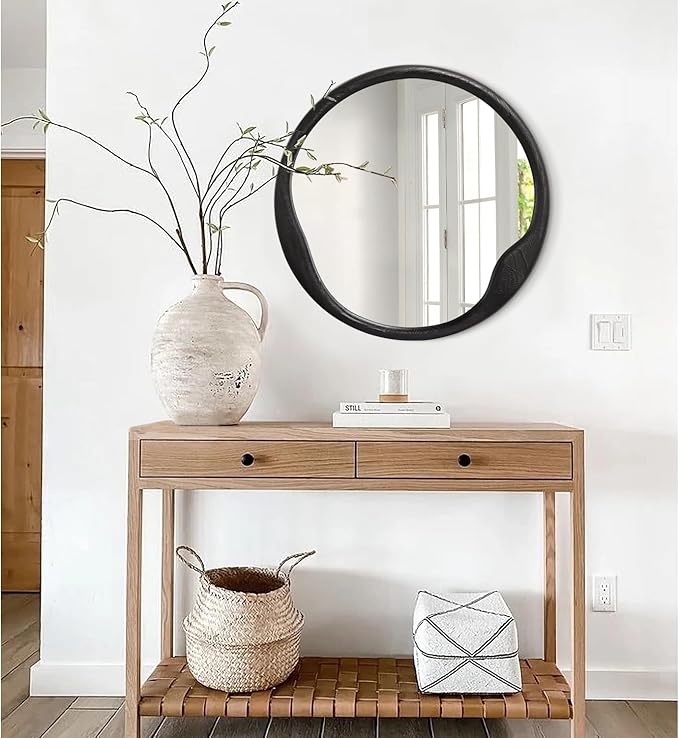 AOAOPQ Wall Mirror Modern Decorative Mirror Hanging Round Style for Bedroom Entryway Living Room and More 24-Inch Black