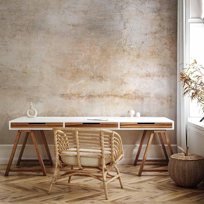 artgeist Wall Mural Abstract 116x83 in - Peel and Stick Self-Adhesive Wallpaper Removable Large Sticker Foil Wall Decor Print Design Mural Background Gold Concrete Look f-A-10084-a-a