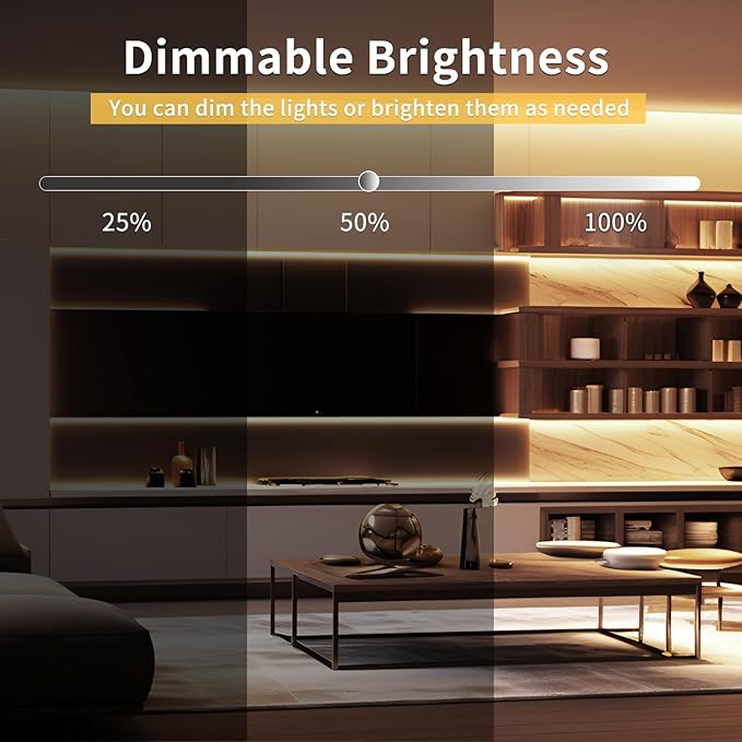 100FT COB LED Strip Lights Warm White Dimmable DC 24V 3000K Flexible LED Tape Light for Bedroom, with Remote and app Control LED Tape Lights,for DIY Home Decoration