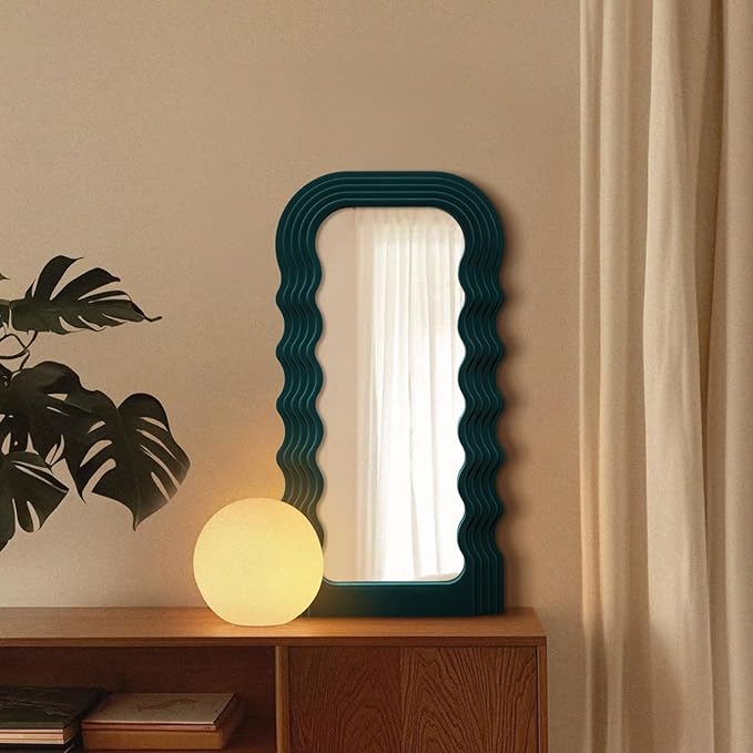 Living Room Mirrors for Wall Decor, 14x28 Arch Wall Mounted Mirror for Girl Teen Women Bedroom Decoration, Cute Hanging Wall Art Room Aesthetics for Modern Tropical Home Office (Dark Green)