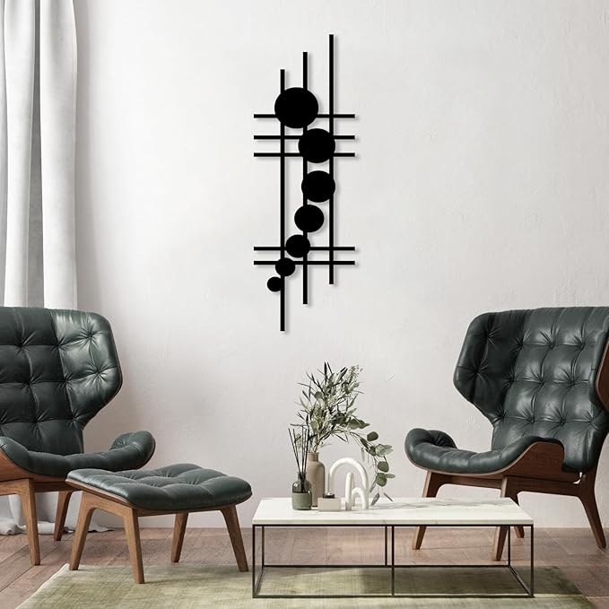 Modern Geometric Abstract Metal Wall Art, Mid-Century Modern Wall Decor, Geometric Wave Artwork, Large Wall Sculpture for Home, Layered Metal Wall Decoration, Housewarming Gift