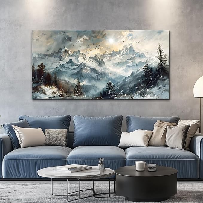 KELIYUAN Large Wall Art For Living Room Canvas Wall Decor For Office Abstract Mountain Landscape Pictures Artwork Framed Wall Paintings Modern Bedroom Dormitory Home Decoration Aesthetic 24x48in