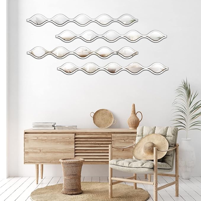 Qunclay Teardrop Mirror Wall Art Decorative Mirror Wall Decor Long Narrow Art for Apartment Living Room Bathroom Bedroom Entryway