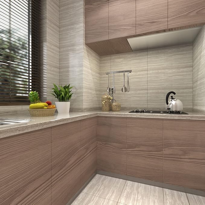 Brown Wood Wallpaper Peel and Stick Wood Grain Contact Paper Waterproof Removable Kitchen Cabinet Wallpaper Wooden Vinyl Wrap Cabinet Covers Grey Oak Wooden Contact Paper 16"x79"(Sample)
