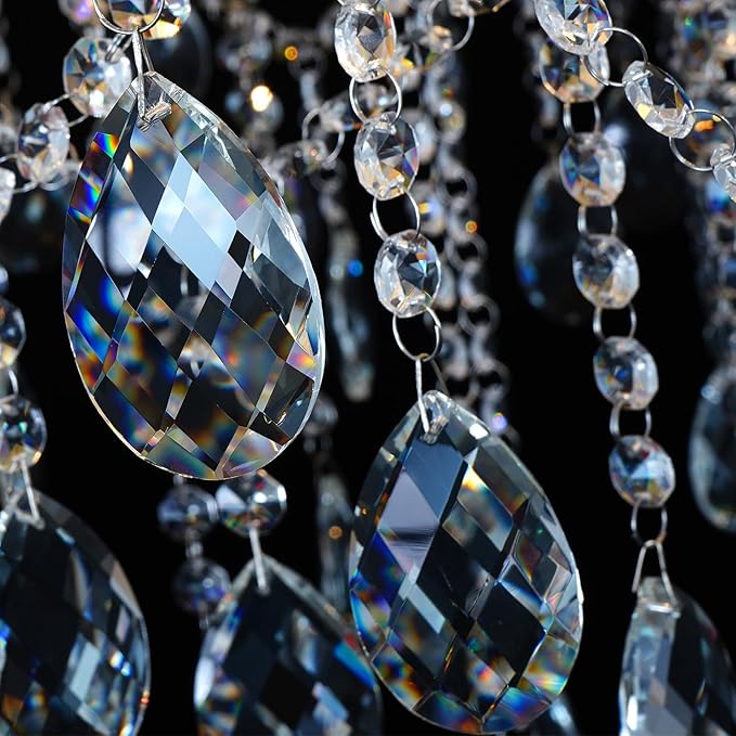 Modern Chrome Chandelier Light Fixture 8 Light Luxury Crystal Maria Theresa Chandelier Pendant Lighting Fixture for Dining Room,Bedroom,Living Room, W23.6*H22 with Adjustable Chain