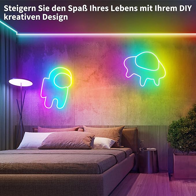 132Ft Neon Rope Lights,Flexible Led Rope Light Control with App/Remote,Multiple Mode Rope Lights,IP65 Outdoor RGB Led Neon Lights Waterproof,Music Sync Gaming Led Neon Light Strip for Bedroom