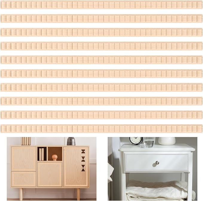 18 Pcs 3D Decorative Wood Trim Molding, 15.75inch Decorative Wood Molding Cute DIY Wall Molding Trim Unfinished Wave Wooden Line Trims Molding Decorative for Home Wall Cabinet Shelf Window Door