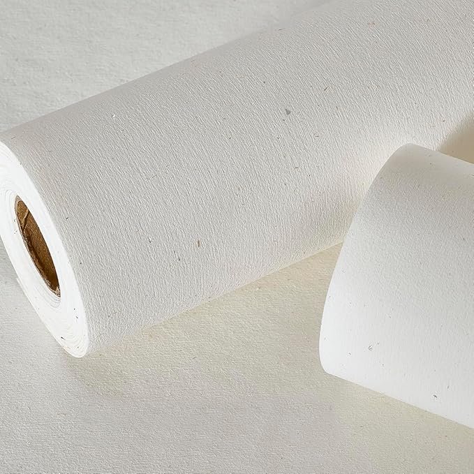 Matte White Grasscloth Textured Wallpaper Natural&Neutral&Handmade Style Thick Peel and Stick Removable for Bedroom,Office,Cabinet(16.5”x236.2”) (Silver Powder&Vegetation) M16