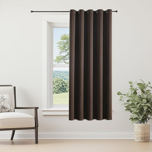 ChrisDowa Brownout Curtains 70 inches Wide for Bedroom - Extra Wide Grommet Thermal Insulated Room Darkening Curtains for Living Room (1 Panel, Brown, 70 x 63 Inch)