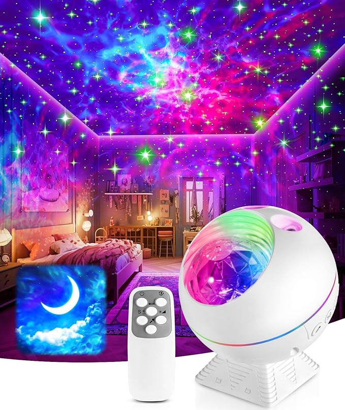 One Fire Galaxy Light Projector, 42 Colors Star Projector Galaxy Light+Moon+Clouds, Unique Rhythm Mode, Dimmable+Remote Control Starlight Projector, Adults, Kids