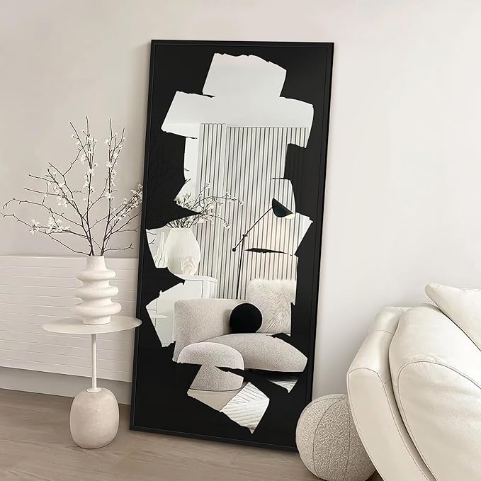 Wall Mirror, Full Length Floor Mirror, Mirror Decorative Wall Art with Graffiti Design, Large Full-Length Mirror for Hallway, Living Room 28"X56"