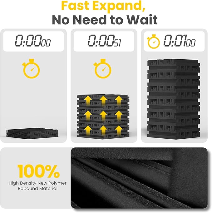 8 Pack Self-Adhesive Sound Proof Foam Panels for Wall,12 X 12 X 2 inches Acoustic Panels,High Resilience Sound Proofing Foam,Sound Absorbing Panel for Home Studios, Offices - Black & Gray