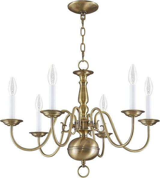 Livex Lighting 5006-01 Williamsburgh 6 Light Antique Brass Chandelier