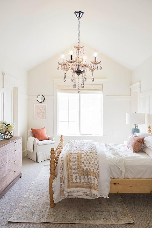 MALOSA Cognac Crystal Chandeliers,Mini Chandelier,Small Chandelier for Bedroom,Dining Room,Living Room,Kitchen Island