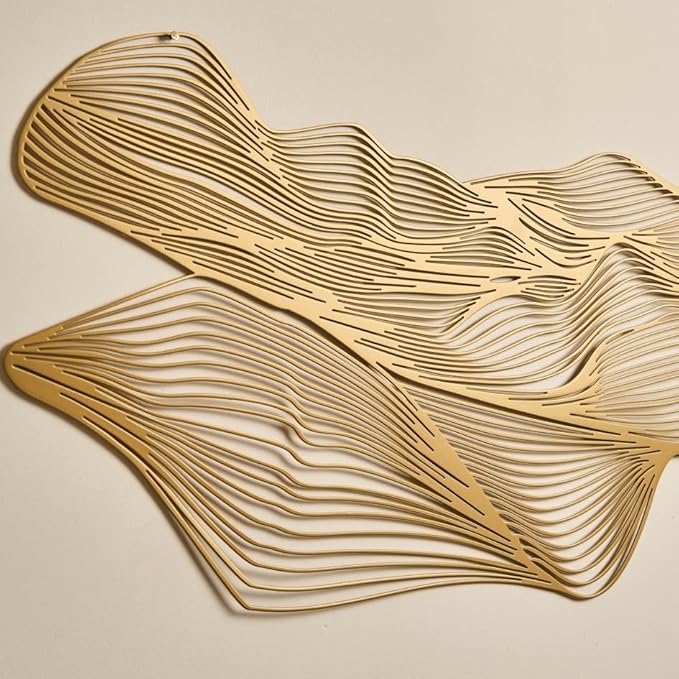 NEODECO Sand dune metal wall art, Minimalist living room decor, desert nature decor, abstract line art, bedroom home decor, housewarming gift, large wall art decor, office decor (Silver, Medium)