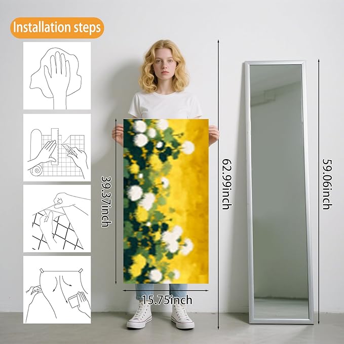 Nuxovilar Yellow White Floral Textured Peel and Stick Wallpaper, 15.75"x39.37", Self-Adhesive Contact Paper, Bright Flower Design for Bedroom, Living Room and Table Decor