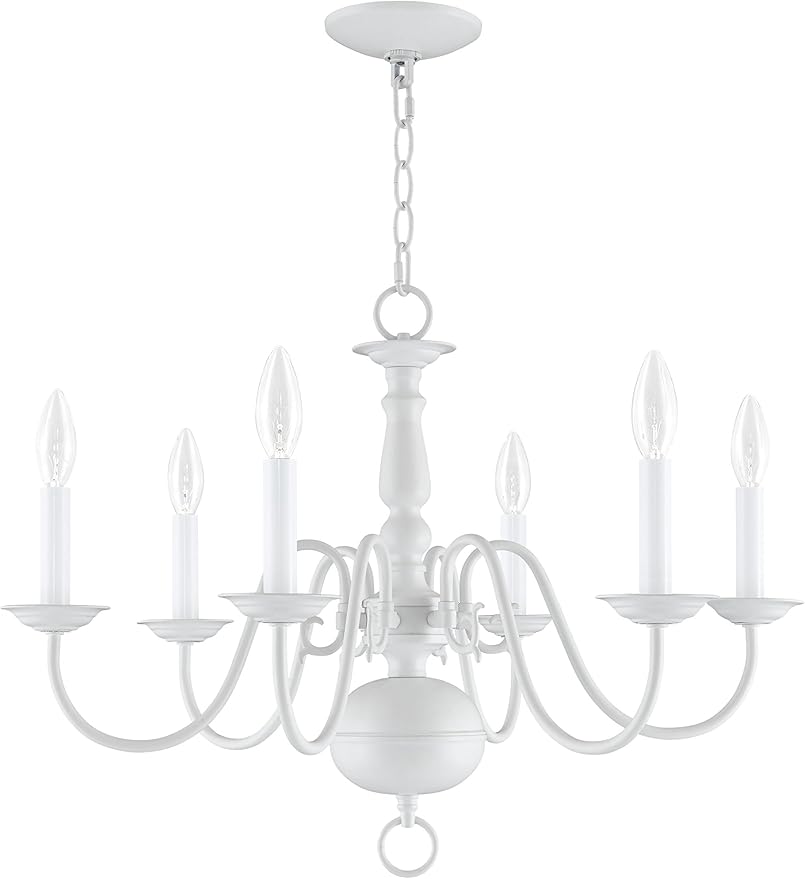 Livex Lighting 5006-03 Williamsburgh 6-Light Chandelier, White