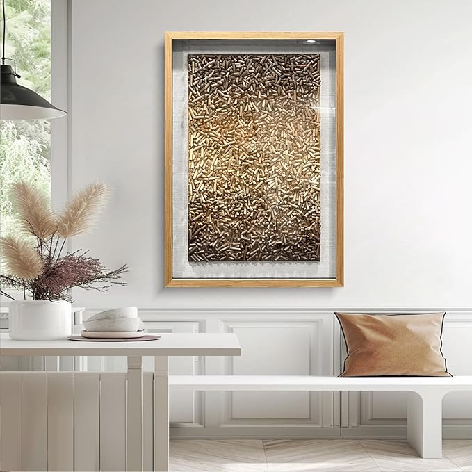 BrightA Creative Polymer Strip Collage And Superimposition Paintings With Natural Tones Add Artistic Layers To The Space 27.5"x39.4"