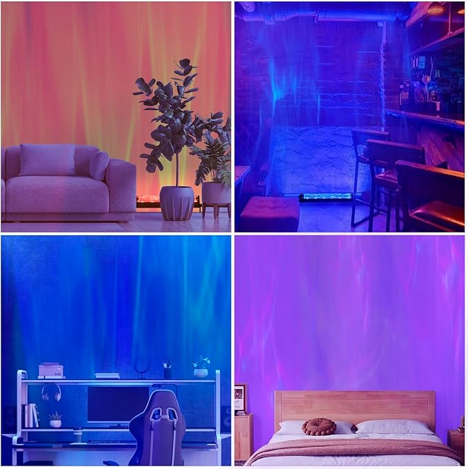 12W RGBW LED Dynamic Wave Wall Light - Flowing Water & Aurora Visual Effects, Color Changing Wall Washer Lamp with Remote,Ideal for Living Room, Bedroom and Home Bar Decor,10.63inch