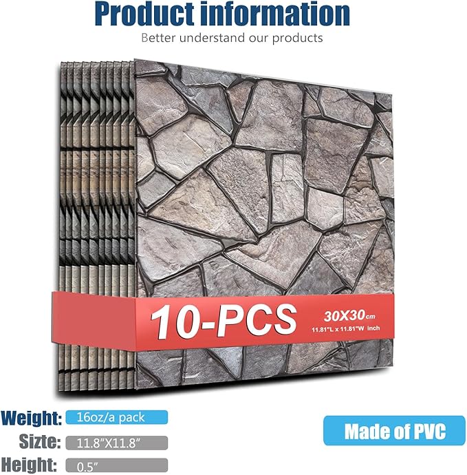 10 Pack 3D Wallpaper Peel and Stick,3D Self-Adhesive Wall Panel,Waterproof Self Adhesive Decorative Wall Panelsfor Interior Wall Decor,Living Room,TV Background,Study Room.