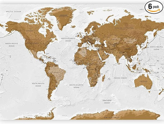 artgeist Premium Wall Mural World Map 118x83 in - XXL Non-Woven Wallpaper Fleece Wall Decor Photo Print Picture Image Design Home Map of The World k-A-0093-a-a