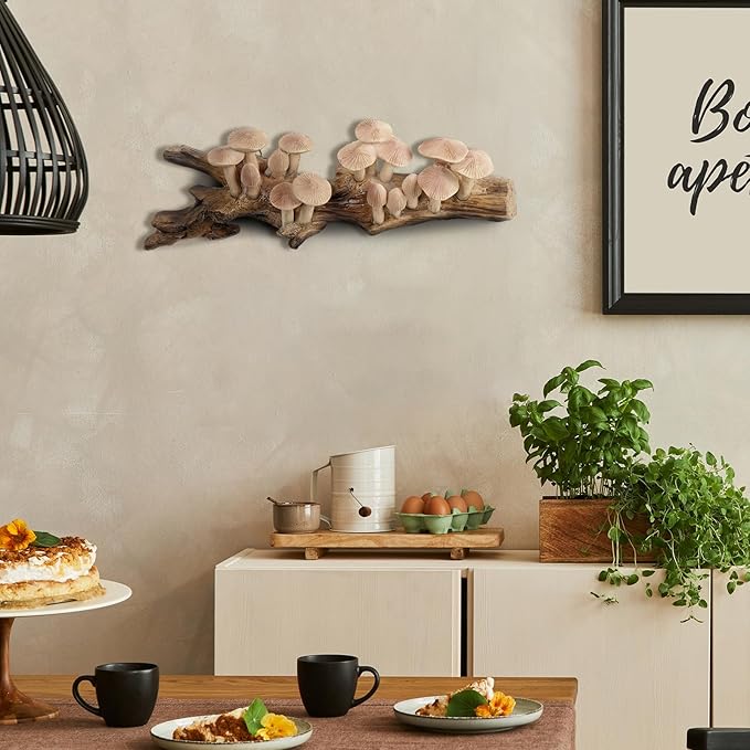 Barydat Resin Mushroom Decor Cottagecore Mushroom Wall Decor Vintage Wall Hanging Sculpture Vintage Farmhouse Hanging for Home Bedroom Living Room Birthday Gift