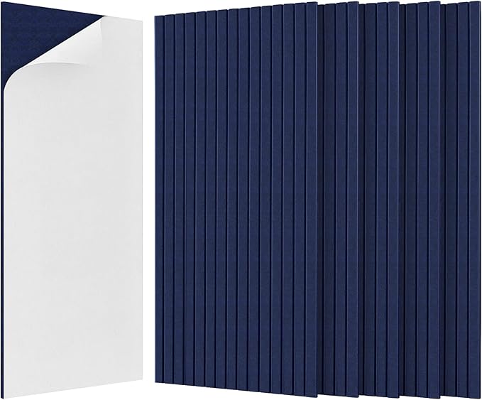 BUBOS 5 Pack Large Acoustic Panels,47.2" X 23.6" Self-Adhesive Acoustical Wall Panel, Sound Proof Panel for Office, Decorative Soundproof Wall Panels for Home Studio (Dark Blue 1)