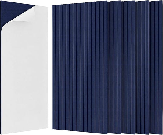 BUBOS 5 Pack Large Acoustic Panels,47.2" X 23.6" Self-Adhesive Acoustical Wall Panel, Sound Proof Panel for Office, Decorative Soundproof Wall Panels for Home Studio (Dark Blue 1)
