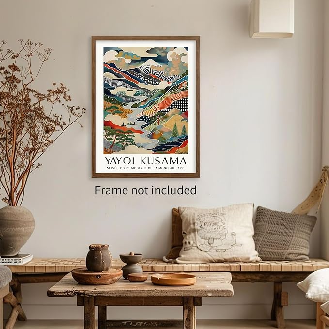 Japanese Canvas Wall Art Ya.yoi Kus.ama Mount Fuji Posters Asian Landscape Pictures Prints Modern Nature Mountain Artwork for Bathroom Living Room Bedroom Office Home Decor 12x16 inch Unframed