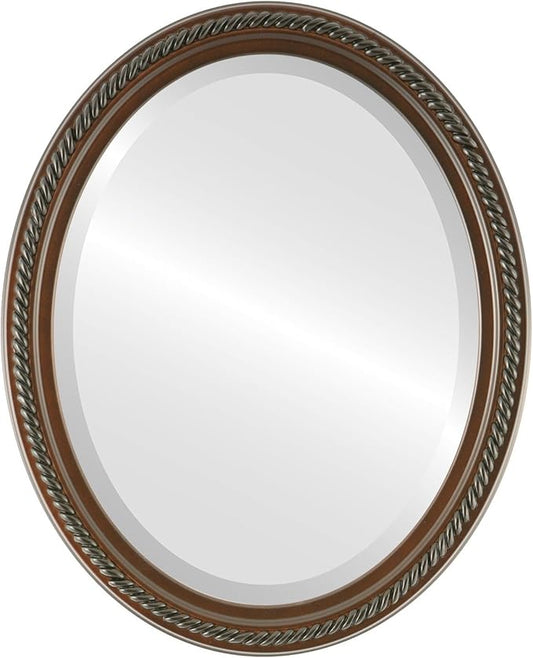 OVALCREST Oval Beveled Wall Mirror for Home Decor - Santa Fe Style - Rosewood - 22x26 Outside Dimensions