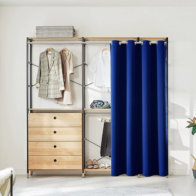 ChrisDowa Blackout Door Curtains for Doorway Privacy, Grommet Closet Curtains for bedroom closet door, Thermal Insulated Temporary Doorway Cover Room Divider Drapes (1 Panel, Royal Blue, 52 x 80 Inch)