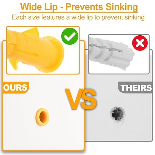 KURUI Drywall Anchors Assortment Kit for Sheetrock Concrete Brick, 350Pcs Wall Anchors and Flat Head Screws, 5 Sizes Picture Hanging Set for Bedroom/Office Wall Art Decor, House Warming Gifts New Home