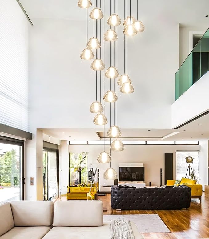 Modern Crystal Chandeliers LED Ceiling Lighting Foyer Large Ceiling Light for Staircase Living Room Hallway Entryway