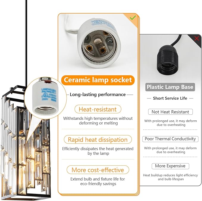 Black Pendant Lighting Modern Pendant Light, Mini Crystal Chandeliers,Adjustable Pendant Light Fixture for Kitchen Island Dinning Room Bedroom (5 Light)