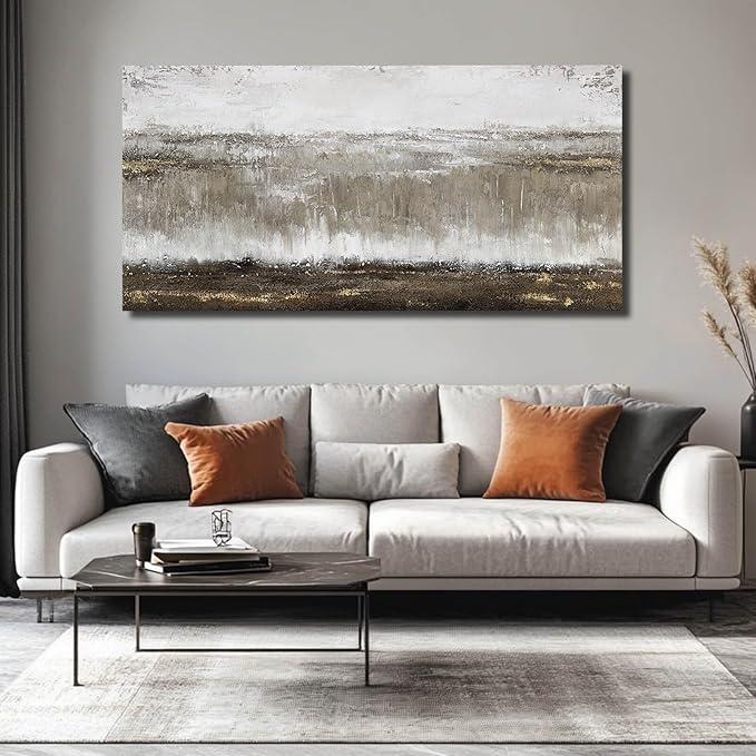 Black Painting Traditional Wall Decor Abstract Wall Art Large Pictures Grey Wall Decorations Vintage Walls for Living Room Dining Room 24"x48"