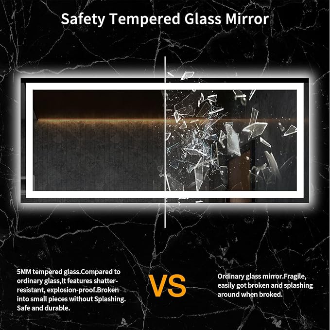 LOAAO 60X28 LED Bathroom Mirror with Lights, Anti-Fog, Dimmable, Backlit + Front Lit, Lighted Bathroom Vanity Mirror for Wall, Memory Function, Tempered Glass, ETL Listed
