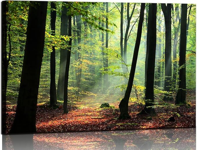 Nature Wall Art Forest Art Canvas Wall Decor Green Tree Canvas Print Artwork Decor for Living Room Mountain Wall Art Landscape Pictures for Bedroom Home Office Decorations 24x36Inch