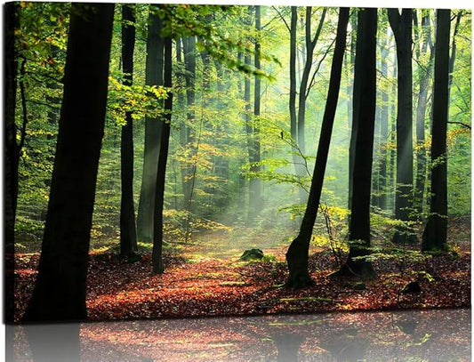 Nature Wall Art Forest Art Canvas Wall Decor Green Tree Canvas Print Artwork Decor for Living Room Mountain Wall Art Landscape Pictures for Bedroom Home Office Decorations 24x36Inch