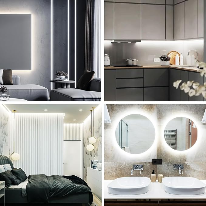 100ft COB LED Strip Lights 6000K White Dimmable DC 24V Flexible LED Tape Light for Bedroom, with Remote and app Control LED Light Strip,for DIY Home Decoration