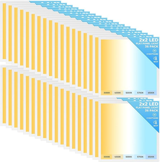 AIKVSXER 36 Pack 2x2 LED Flat Panel Light, Flush Mount Ceiling Light Kitchen Lighting Fixtures,Bright 6500LM,0-10V Dimmable,Switchable 3000K/4000K/5000K/5700K/6500K, 30W/35W/40W/45W/50W