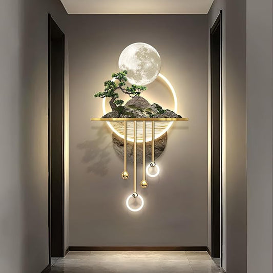3D Wall Sculptures Painting Hanging Plug-in Power Supply Home Decor Wall 3D Wall Art Decoration - LED for Living Room, Office Bedroom, Hotel Decor(Stylle A,23.62 * 49.21)