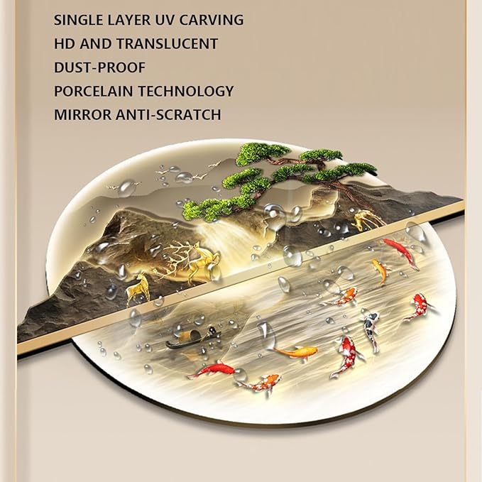 Wall Art Decor, 3D Wall Sculptures Painting Hanging Wall Art With Led Light, Decorative Wall Mounted Lamp, Oriental Decor Traditional Chinese Wall Hanging Painting，Home Entrance corridor, 72*60cm