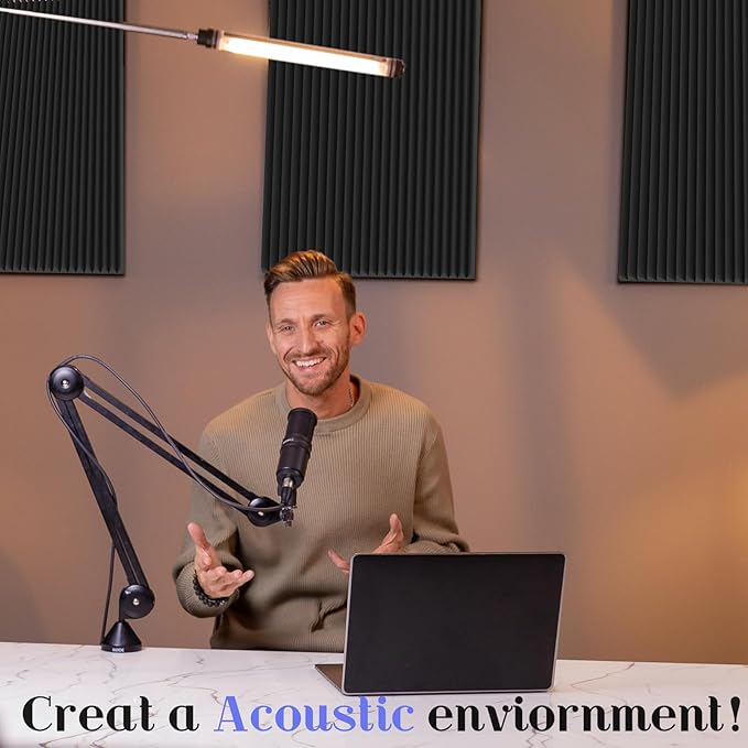 Acoustic Foam Panels, 4 Pack 48x24x 1 Inch Sound Absorbing Panel Upgraded Self-Adhesive Soundproof Wall Panels Treatment for Home Office Studio (4pc)